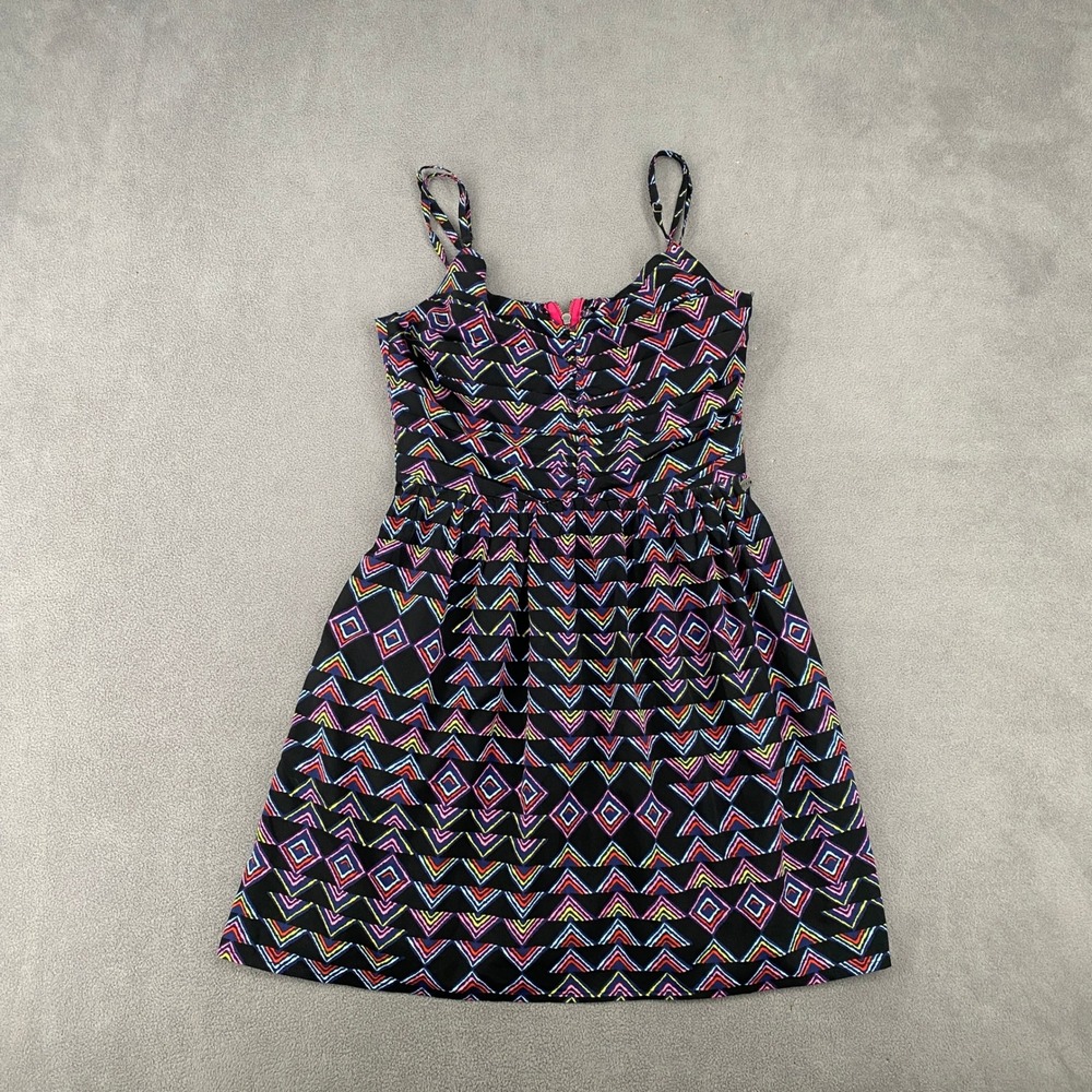 Roxy Womens Y2K Geometric Print Mini Dress ARJWD03095 Black Neon Medium